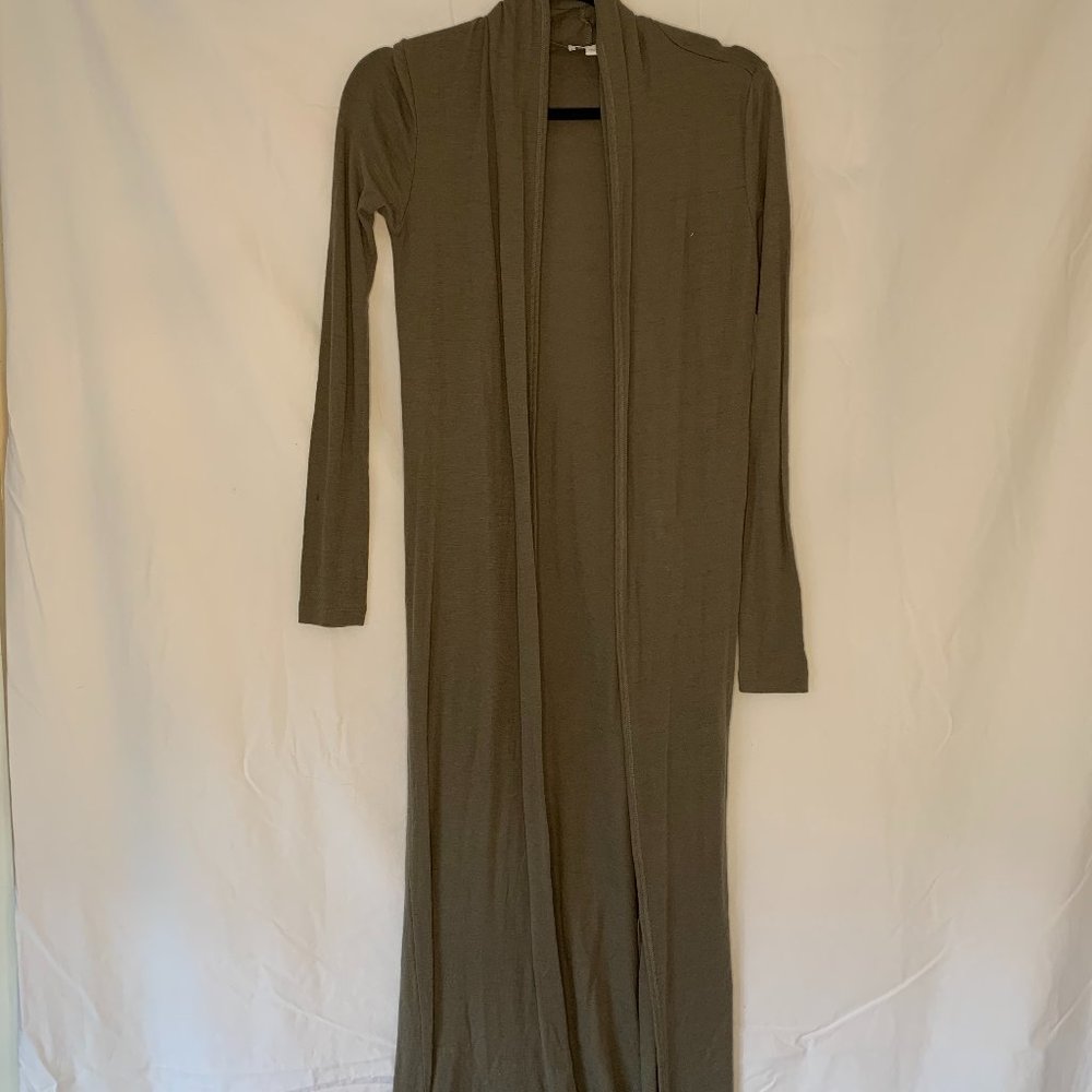 Long Olive Green Cardigan